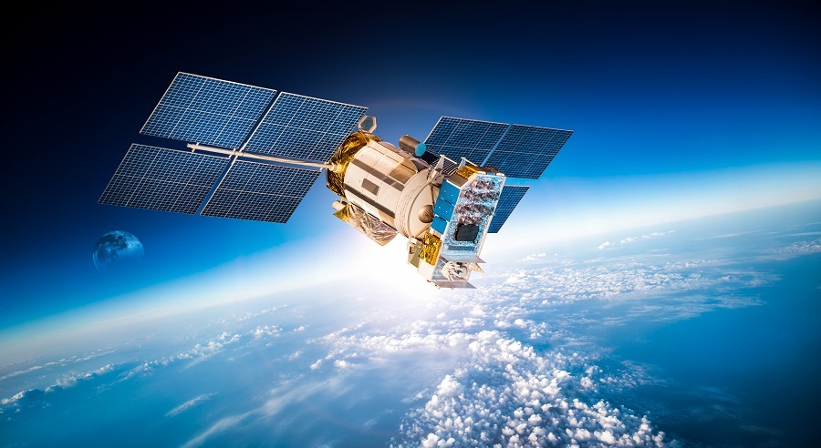 Space satellite orbiting the earth. Elements of this image furnished by NASA.